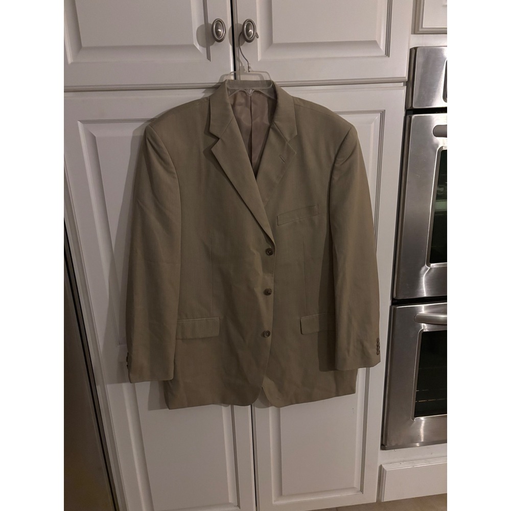 Circo La Moda Tan 3-Button Blazer‎ Sport Coat High Twist Microtech 48L